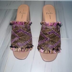 Paolo Women's Woven Mules - Purple & Tan LIKE NEW